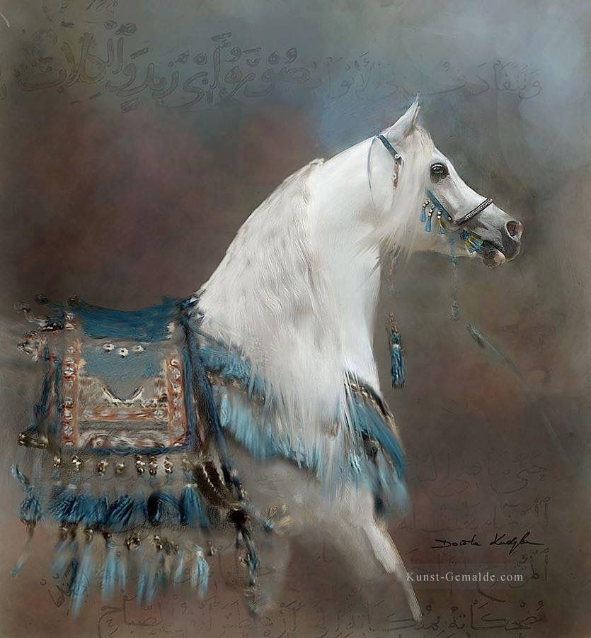 weißes Pferd arabisches Tier Ölgemälde